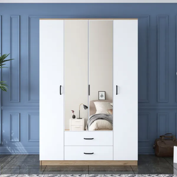 Kalune Design Šatní skříň BA 131 140 cm se zrcadlem ořech/bílá