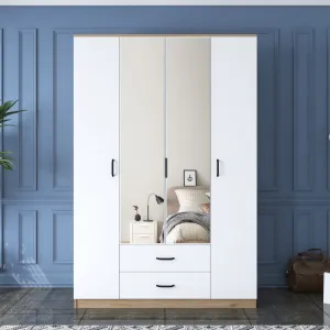 Kalune Design Šatní skříň BA 131 140 cm se zrcadlem ořech/bílá