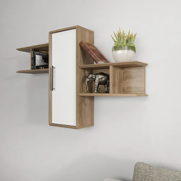Nástenná polica Olida - Walnut, White