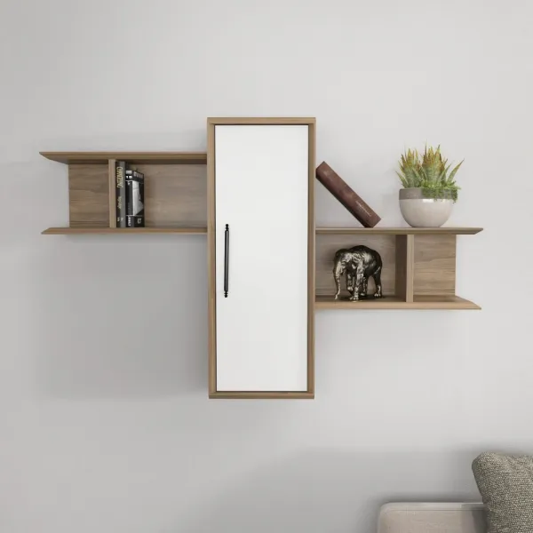 Nástenná polica Olida - Walnut, White