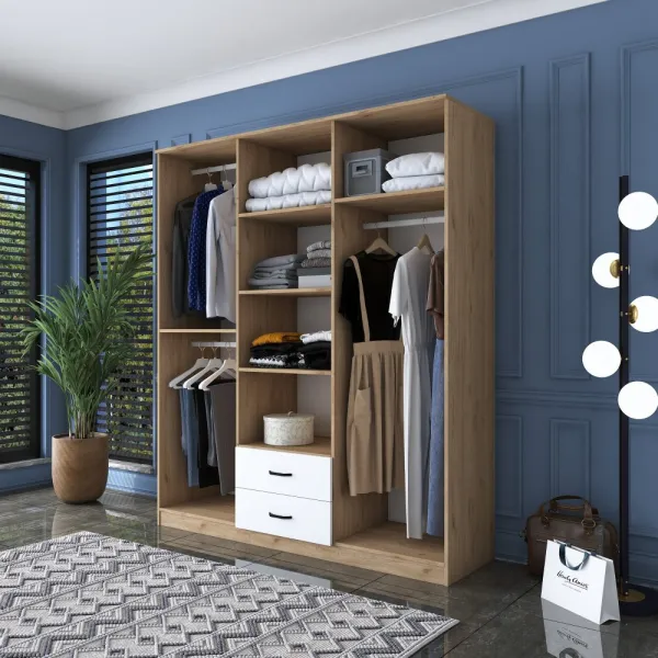 Kalune Design Šatní skříň BA 113 180 cm ořech/bílá
