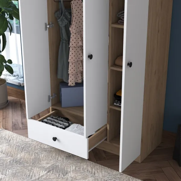 Kalune Design Šatní skříň BA 117 90 cm ořech/bílá