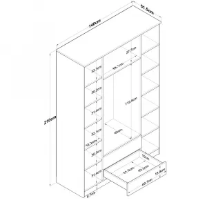 Kalune Design Šatní skříň BA 112 140 cm ořech/bílá