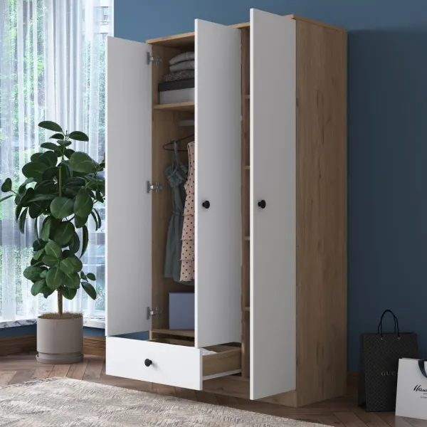 Kalune Design Šatní skříň BA 117 90 cm ořech/bílá