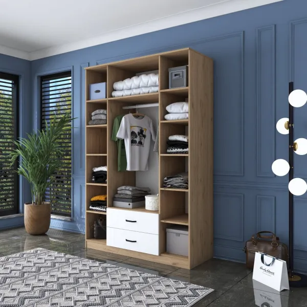 Kalune Design Šatní skříň BA 112 140 cm ořech/bílá