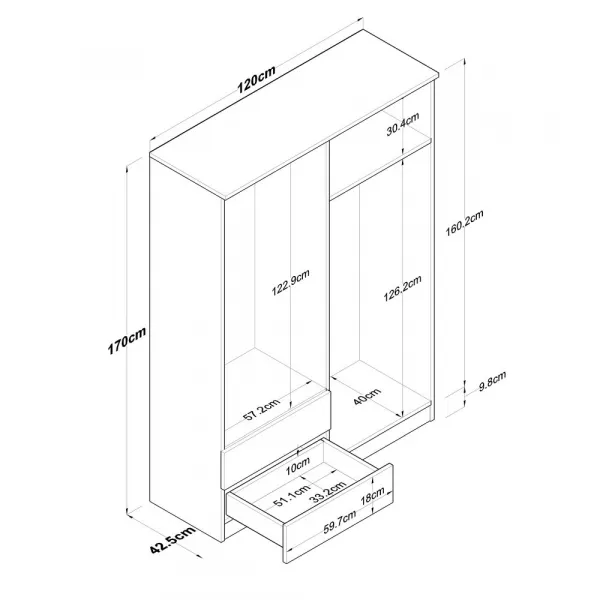 Kalune Design Šatní skříň BA 108 120 cm ořech/bílá