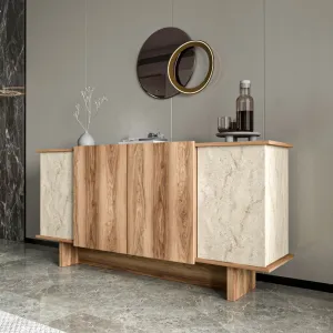 Konzolový stolík Diana - Travertine, Walnut