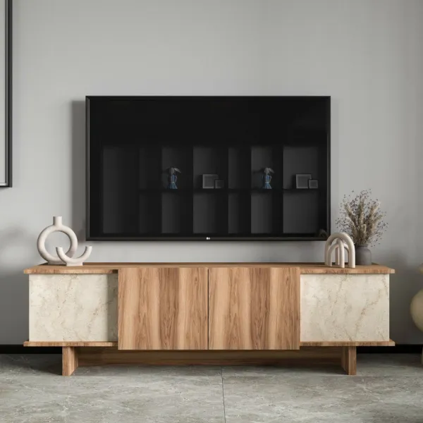 TV stolík Diana - Travertine, Walnut