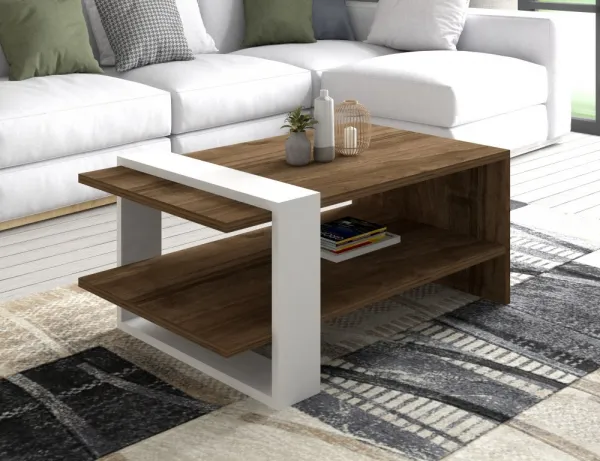 Living Room Furniture Set Gaye - Walnut, White