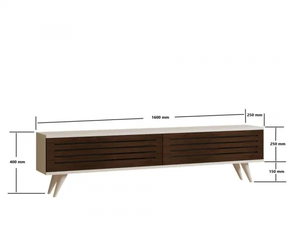 TV stolík Hill - Walnut, White
