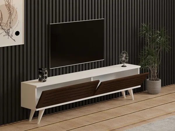 TV stolík Hill - Walnut, White