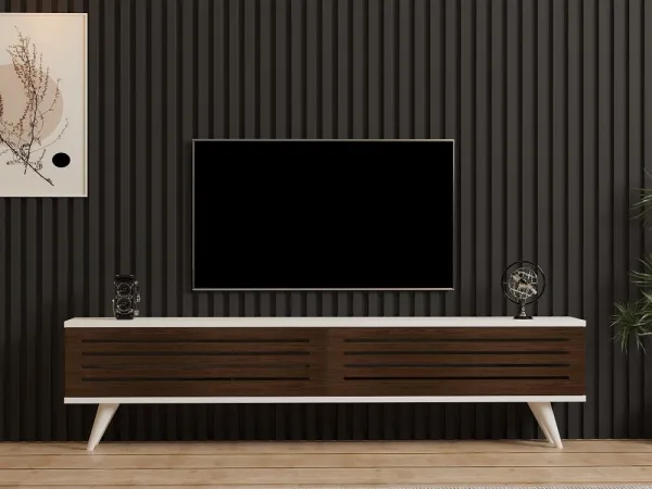 TV stolík Hill - Walnut, White
