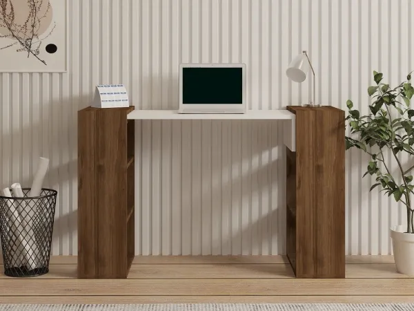 Písací stôl Handy - Walnut, White