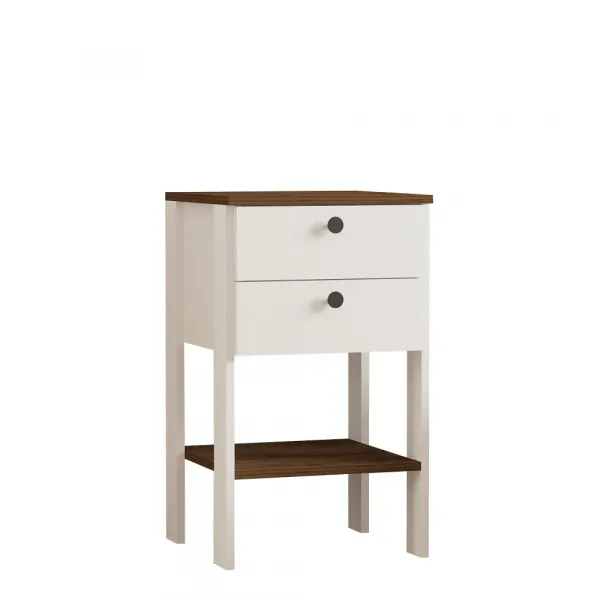 Nočný stolík Ruzisa - White, Walnut