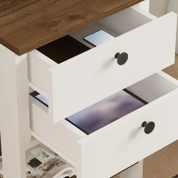Nočný stolík Ruzisa - White, Walnut
