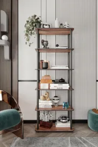 Knižnica Bookcase 6 Rect - Walnut