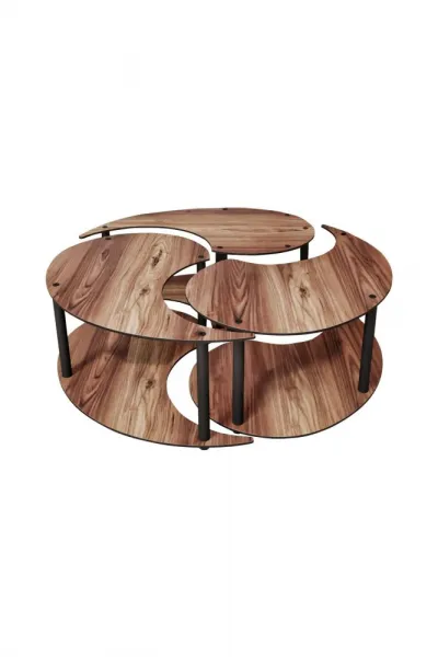 Súprava konferenčných stolíkov Yin Yang 3 70 - Walnut