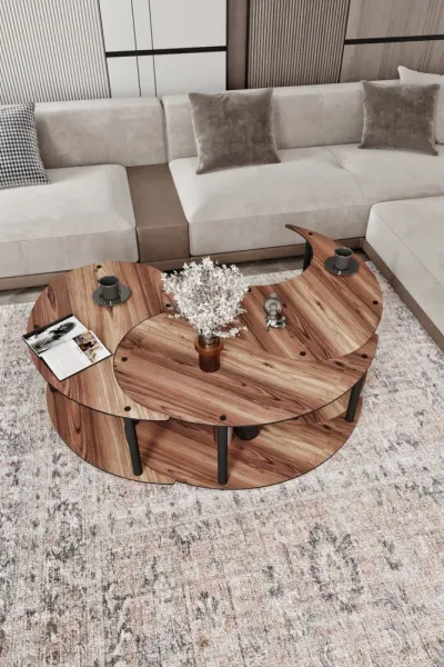 Súprava konferenčných stolíkov Yin Yang 3 70 - Walnut