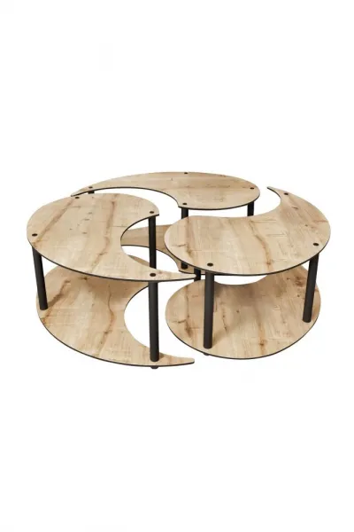 Súprava konferenčných stolíkov Yin Yang 3 70 - Oak