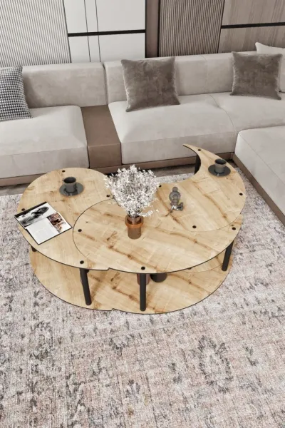 Súprava konferenčných stolíkov Yin Yang 3 70 - Oak