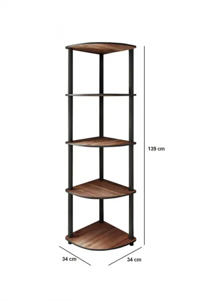 Knižnica Bookcase 5 Corner - Walnut