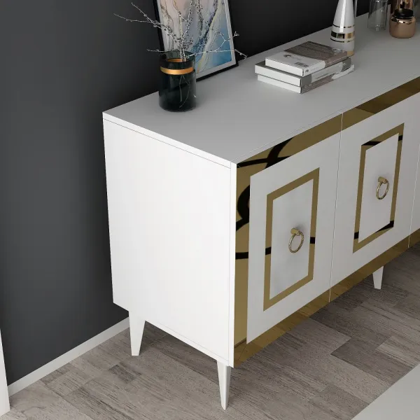 Konzolový stolík Karya - White, Gold