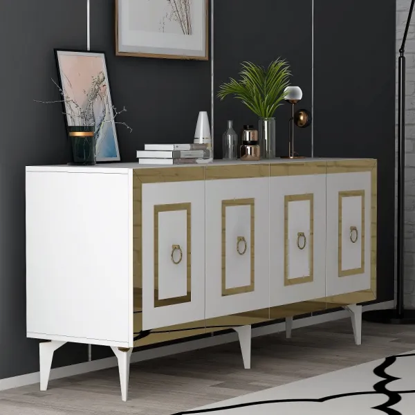 Konzolový stolík Karya - White, Gold