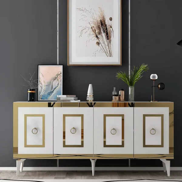 Konzolový stolík Karya - White, Gold