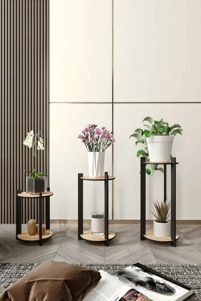 Stojan na kvety Flower Desk Round - Oak