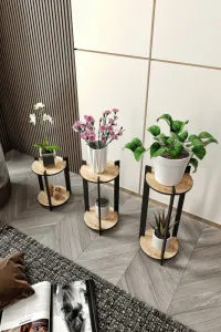 Stojan na kvety Flower Desk Round - Oak
