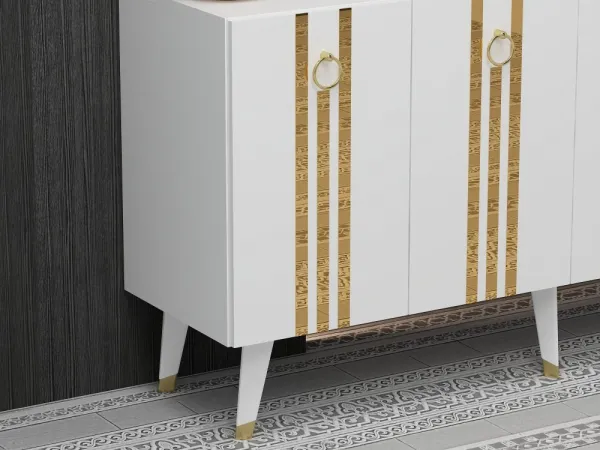 Konzolový stolík Isil - White, Gold