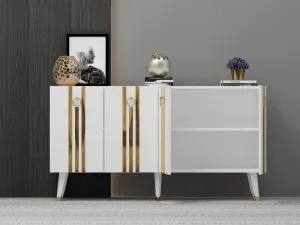 Konzolový stolík Isil - White, Gold
