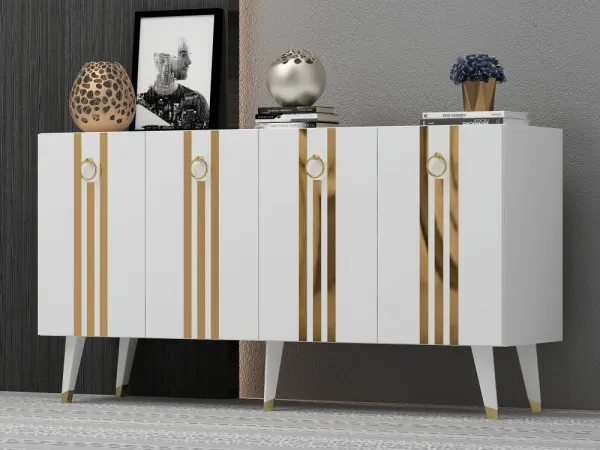 Konzolový stolík Isil - White, Gold