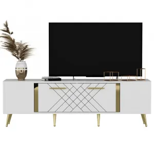 TV stolík Detas - White, Gold