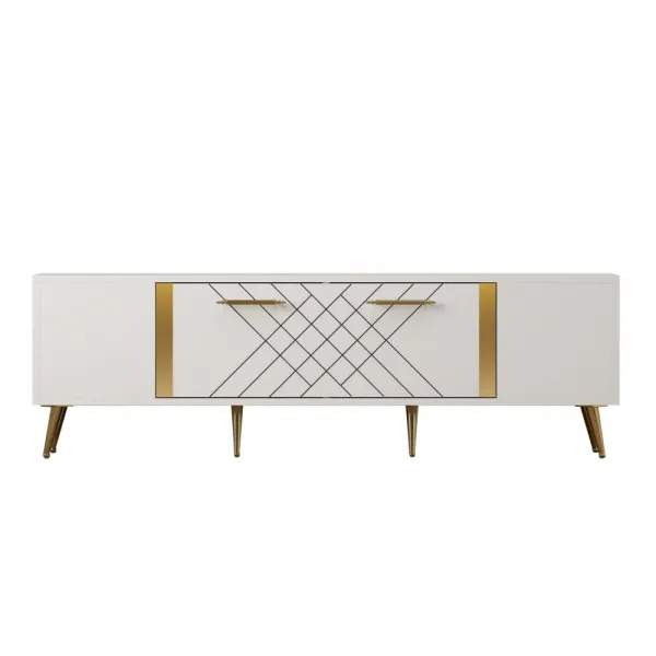 TV stolík Detas - White, Gold