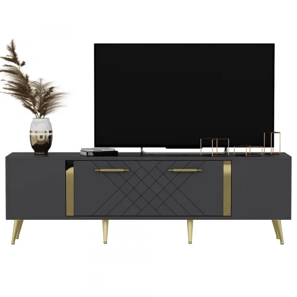 TV stolík Detas - Anthracite, Gold