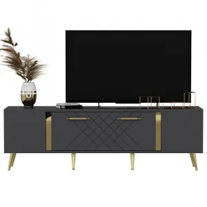 TV stolík Detas - Anthracite, Gold