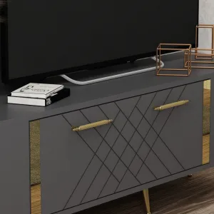TV stolík Detas - Anthracite, Gold