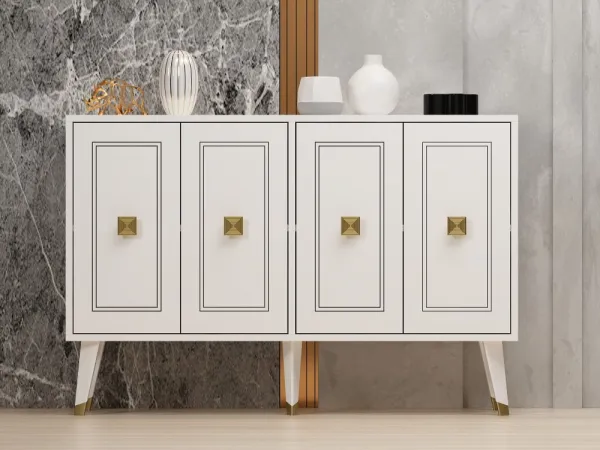 Konzolový stolík Hartın - White, Gold