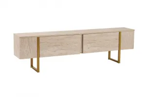 TV stolík Serenity - Travertine, Gold