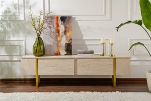 TV stolík Serenity - Travertine, Gold