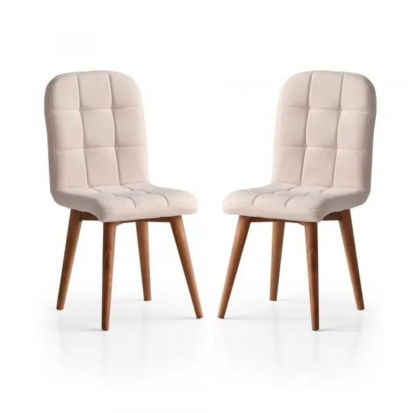 Kalune Design Sada 2 ks čalouněných jídelních židlí RETRO krémová
