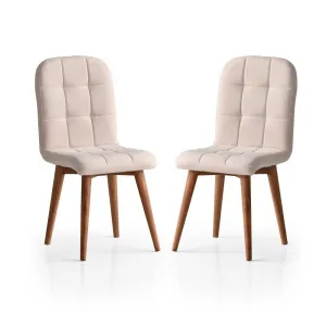 Kalune Design Sada 2 ks čalouněných jídelních židlí RETRO krémová