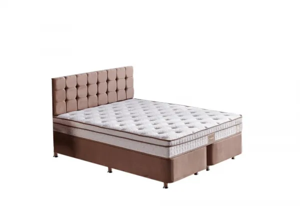 Double Mattress, Base & Headboard Helen - Light Brown (160 x 200)