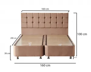 Double Mattress, Base & Headboard Helen - Light Brown (160 x 200)