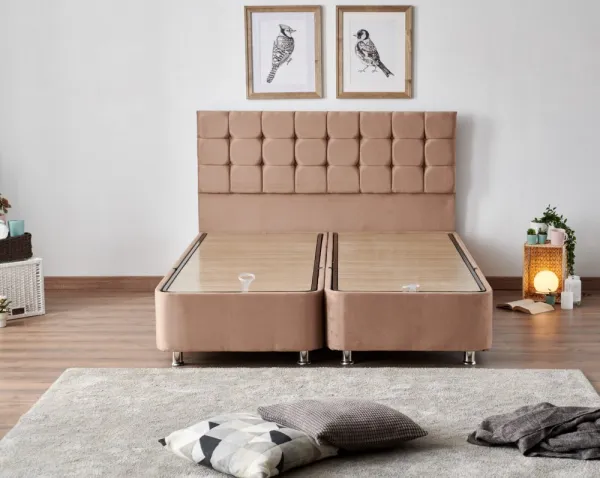 Double Mattress, Base & Headboard Latte - Light Brown (160 x 200)