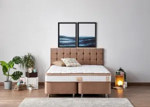 Double Mattress, Base & Headboard Latte - Light Brown (160 x 200)