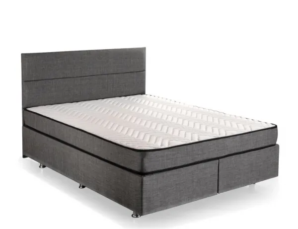 Double Mattress, Base & Headboard Silver - Grey (140 x 190)