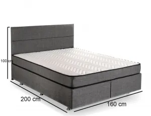 Double Mattress, Base & Headboard Silver - Grey (160 x 200)