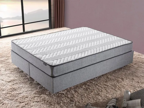 Double Mattress, Base & Headboard Silver - Grey (140 x 190)